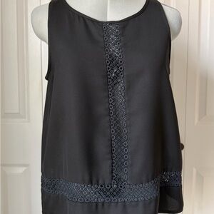 Abercrombie & Fitch Black Lace-Trim Sleeveless Tank
